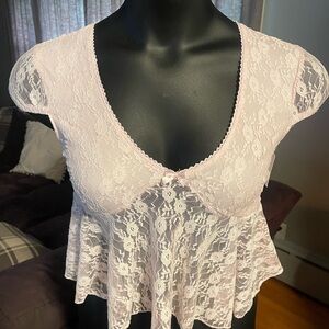 Pink Lace Cap Sleeve Top